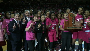 USC women SEC trophy
